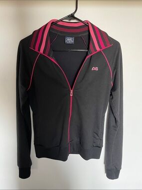 Le Tigre Black Track Jacket with Pink Trim